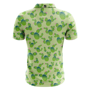 Back View - Green Prickly Pear Polo Shirt
